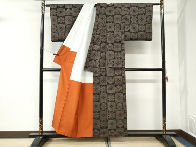 平和屋着物●本場大島紬　7マルキ　遠州七宝　正絹　逸品　CABI3433yc