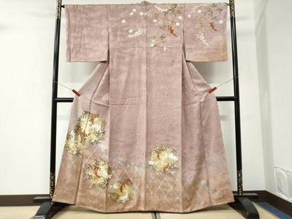 平和屋着物●訪問着　籬葡萄丸文　暈し染め　金彩　正絹　逸品　CABI3434yc