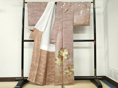 平和屋着物●訪問着　籬葡萄丸文　暈し染め　金彩　正絹　逸品　CABI3434yc