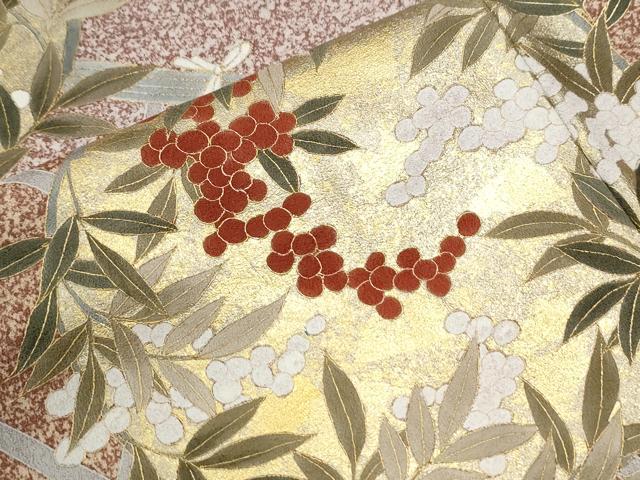 平和屋着物●訪問着　籬葡萄丸文　暈し染め　金彩　正絹　逸品　CABI3434yc