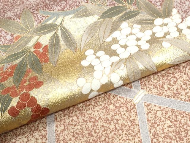 平和屋着物●訪問着　籬葡萄丸文　暈し染め　金彩　正絹　逸品　CABI3434yc