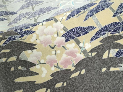平和屋着物●田中勇吉の弟子 日本工芸会正会員 吉田喜八郎 色留袖 浜松枝梅文 暈し染め 銀糸 阪急百貨店扱い 正絹 逸品 CABI3436yc