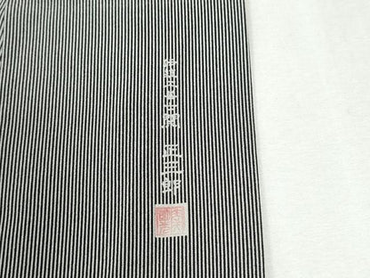 平和屋着物●伝統工芸士　関正三郎　江戸小紋　万筋　黒色×灰色　正絹　逸品　CABI3441yc
