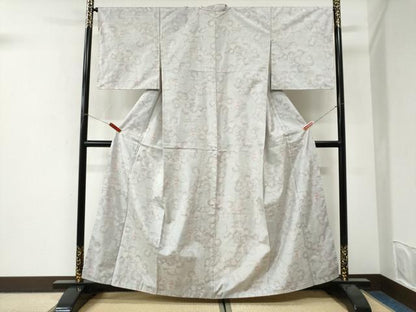 平和屋着物●本場大島紬　白大島　9マルキ　花蝶文　正絹　逸品　未使用　CABI3447yc