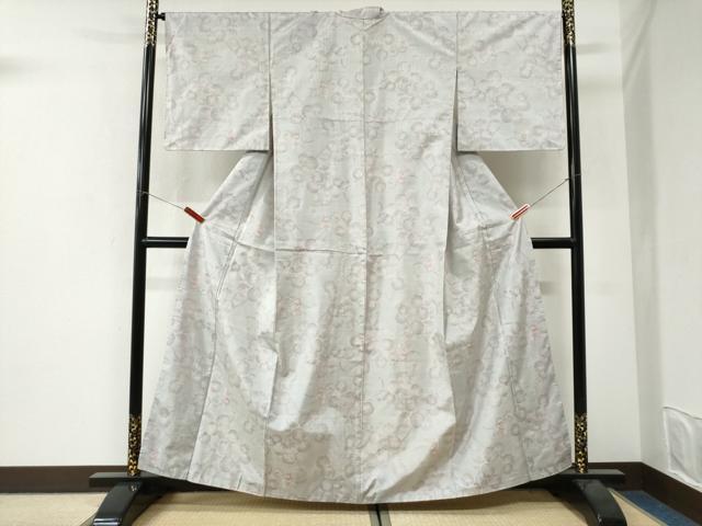 平和屋着物●本場大島紬　白大島　9マルキ　花蝶文　正絹　逸品　未使用　CABI3447yc