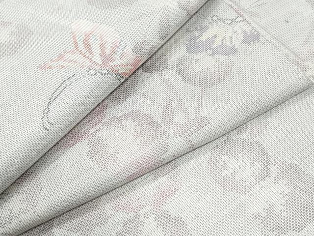 平和屋着物●本場大島紬　白大島　9マルキ　花蝶文　正絹　逸品　未使用　CABI3447yc