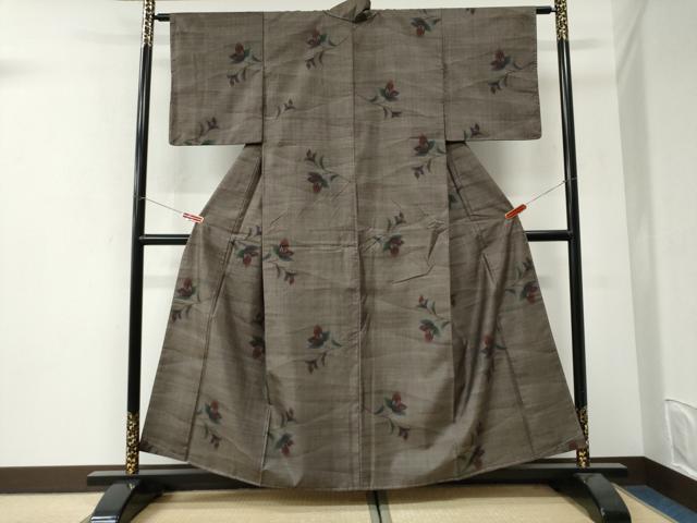 平和屋着物●本場大島紬　枝花文　三越扱い　正絹　逸品　未使用　CABI3451yc