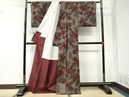 平和屋着物●本場大島紬　9マルキ　薔薇　正絹　逸品　CABI3452yc