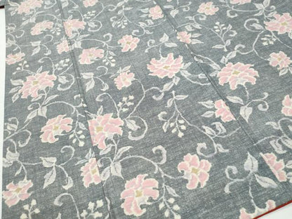 平和屋着物●上質な紬　更紗花唐草文　正絹　逸品　CABI3454yc