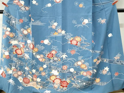 平和屋着物●訪問着　型染め　渡り橋松竹梅花文　正絹　逸品　CABI3455yc