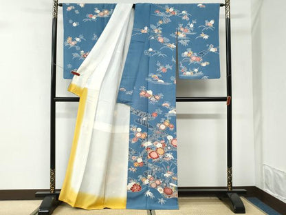 平和屋着物●訪問着　型染め　渡り橋松竹梅花文　正絹　逸品　CABI3455yc