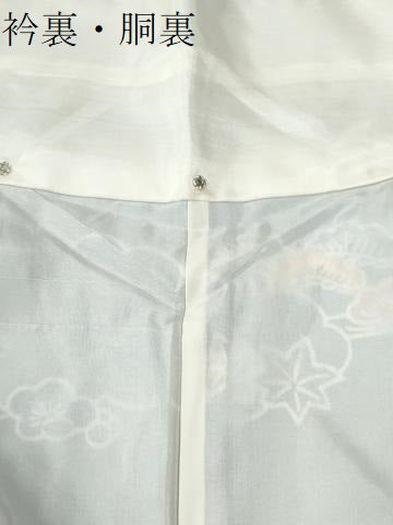 平和屋着物●訪問着　型染め　渡り橋松竹梅花文　正絹　逸品　CABI3455yc