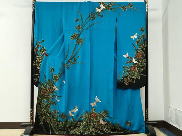 平和屋着物●豪華振袖　花蝶文　暈し染め　金銀彩　正絹　逸品　CABI3463yc