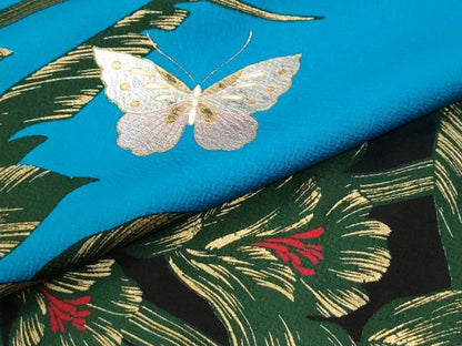平和屋着物●豪華振袖　花蝶文　暈し染め　金銀彩　正絹　逸品　CABI3463yc