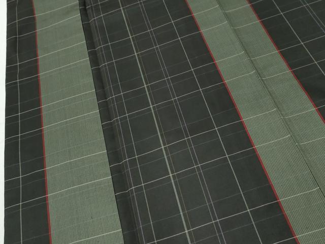 平和屋着物●本場縞大島紬　格子　正絹　逸品　CABI3464yc