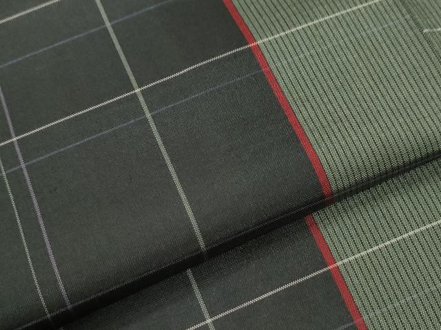 平和屋着物●本場縞大島紬　格子　正絹　逸品　CABI3464yc