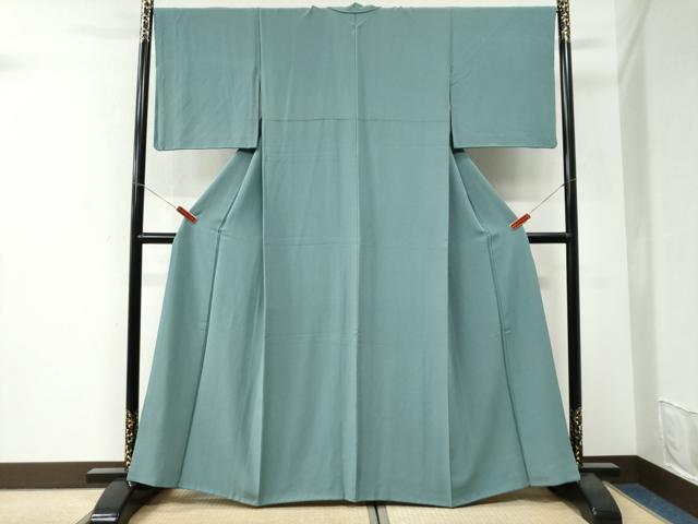 平和屋着物●上質な色無地　千草色　正絹　逸品　CABI3466yc