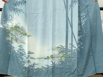 平和屋着物●訪問着　作家物　水辺風景文　シルエット　暈し染め　正絹　逸品　CABI3467yc