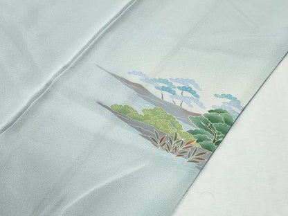 平和屋着物●訪問着　作家物　水辺風景文　シルエット　暈し染め　正絹　逸品　CABI3467yc