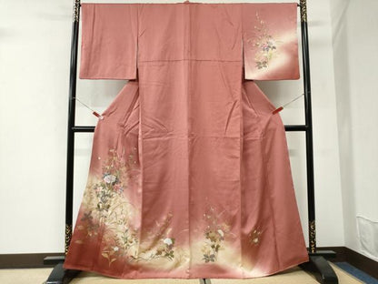 平和屋着物●訪問着　刺繍　牡丹花文　暈し染め　金彩　正絹　逸品　CABI3468yc