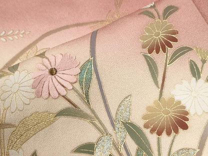平和屋着物●訪問着　刺繍　牡丹花文　暈し染め　金彩　正絹　逸品　CABI3468yc