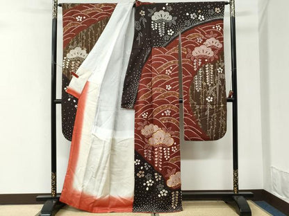 平和屋着物●豪華振袖　駒刺繍　絞り　浜松枝垂れ花文　金彩　正絹　逸品　CABI3469yc