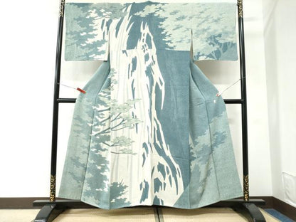 平和屋着物●日本工芸会正会員　大村禎一　訪問着　シルエット　草木文　正絹　逸品　CABI3471yc