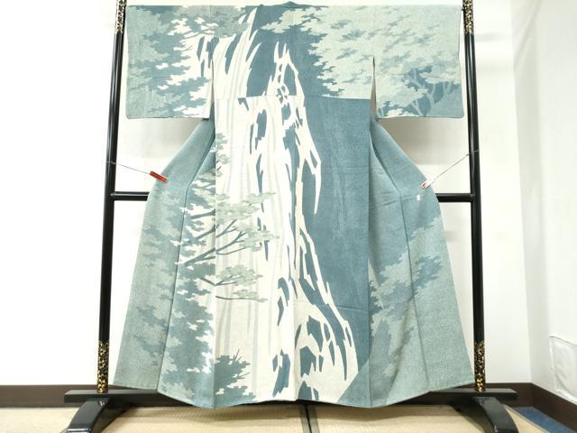 平和屋着物●日本工芸会正会員　大村禎一　訪問着　シルエット　草木文　正絹　逸品　CABI3471yc