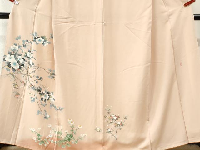 平和屋着物●訪問着　友禅　作家物　枝花文　暈し染め　正絹　逸品　CABI3472yc