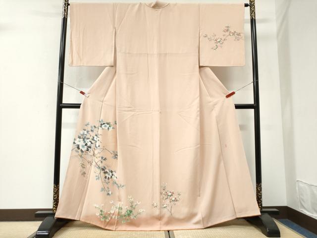 平和屋着物●訪問着　友禅　作家物　枝花文　暈し染め　正絹　逸品　CABI3472yc