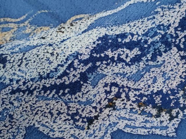 平和屋着物●訪問着　作家物　駒刺繍　遠山文　正絹　逸品　CABI3473yc