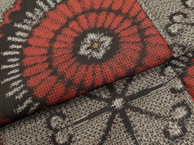 平和屋着物●本場大島紬　割り込み絣　花唐草文　正絹　逸品　未使用　CABI3474yc