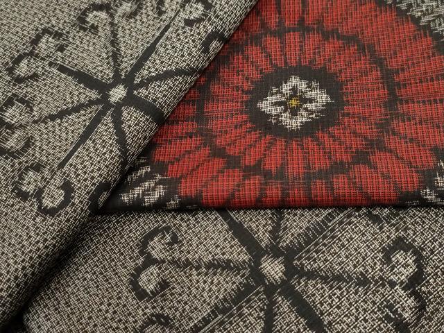 平和屋着物●本場大島紬　割り込み絣　花唐草文　正絹　逸品　未使用　CABI3474yc