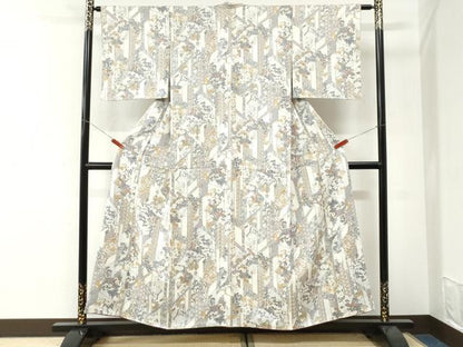 平和屋着物●上質な小紋　短冊吉祥花唐草文　正絹　逸品　未使用　CABI3480yc