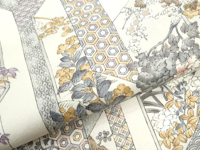 平和屋着物●上質な小紋　短冊吉祥花唐草文　正絹　逸品　未使用　CABI3480yc