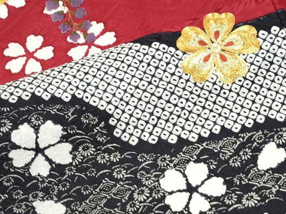 平和屋着物●豪華振袖　駒刺繍　道長吉祥花車文　京都きもの友禅扱い　正絹　逸品　CABI3481yc
