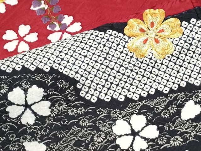 平和屋着物●豪華振袖　駒刺繍　道長吉祥花車文　京都きもの友禅扱い　正絹　逸品　CABI3481yc