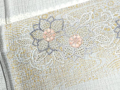 平和屋着物●中国三大刺繍　スワトウ刺繍　総刺繍　訪問着　絞り　花唐草文　金彩　やまと誂製　正絹　逸品　CABI3482yc