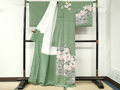 平和屋着物●皇室デザイナー　中村乃武夫　訪問着　舞桜文　金彩　正絹　逸品　CABI3485yc