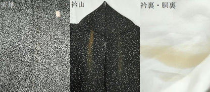 平和屋着物●本加賀友禅作家　押田正義　色留訪問着　霞文　たたき染め　黒地　ロング丈　正絹　逸品　CABI3486yc
