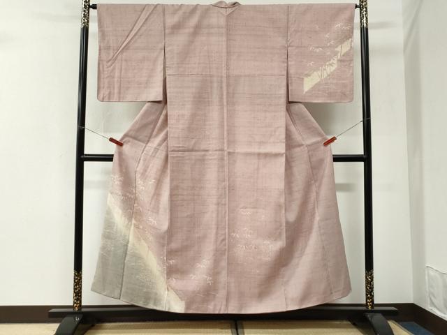 平和屋着物●訪問着　生紬　ろうけつ染　笹竹文　正絹　逸品　未使用　CABI3488yc