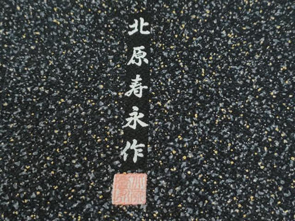 平和屋着物●訪問着　北原寿永作　日本染織文様　参拾選　黒地　金彩　反端付き　正絹　逸品　CABI3491yc