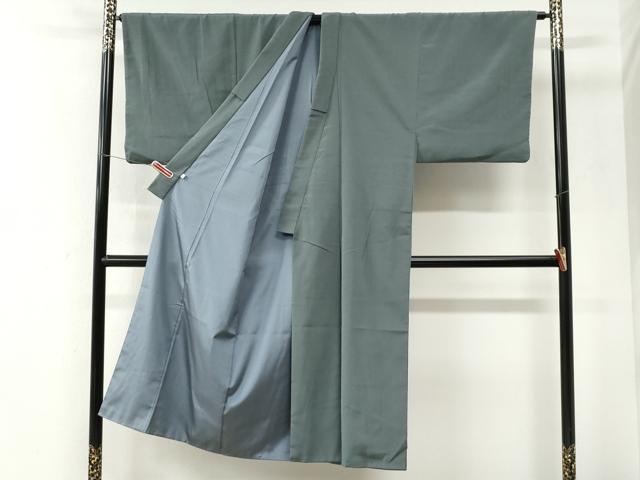 平和屋着物●男性　色無地　山鳩色　伊勢丹扱い　正絹　逸品　CABI3494yc