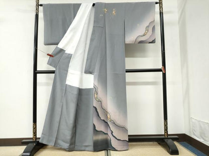 平和屋着物●訪問着　道長更紗草花文　暈し染め　金彩　正絹　逸品　CABI3495yc
