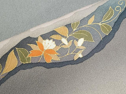 平和屋着物●訪問着　道長更紗草花文　暈し染め　金彩　正絹　逸品　CABI3495yc