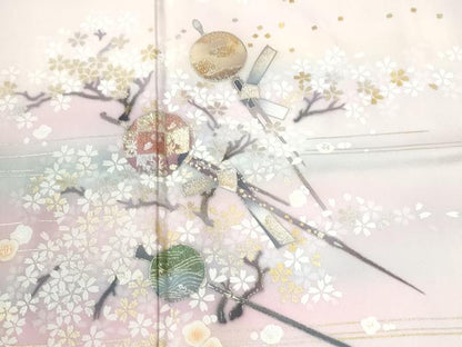 平和屋着物●大正の浮世絵師　竹久夢二　夢二ロマン　訪問着　侍春賦　簪　暈し染め　金彩　正絹　逸品　CABI3498yc
