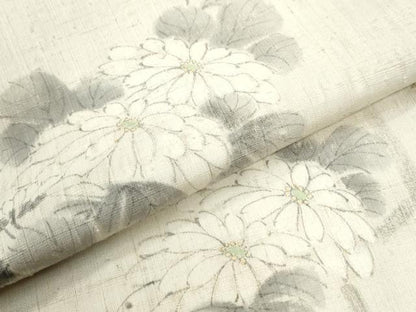平和屋着物●訪問着　紬地　手描き　竹垣菊文　正絹　逸品　CABI3500yc