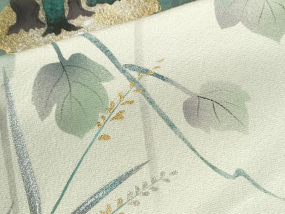 平和屋着物●螺鈿作家　藤本隆士　訪問着　螺鈿物語　雪輪流水蔦の葉花文　暈し染め　金銀彩　正絹　逸品　CABI3501yc