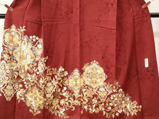 平和屋着物●訪問着　作家物　更紗花唐草文　金彩　正絹　逸品　CABI3502yc