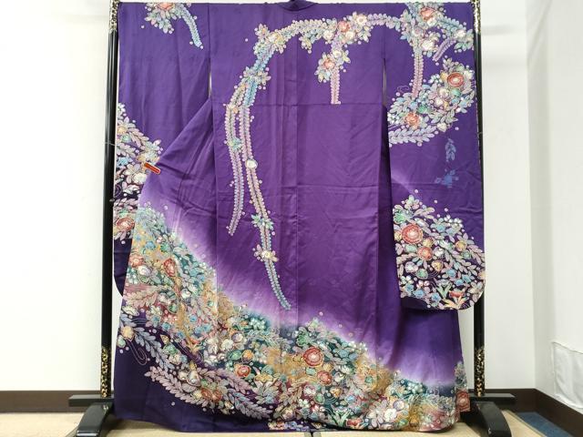 平和屋着物●豪華振袖　辻が花　絞り　暈し染め　金彩　正絹　逸品　CABI3505yc